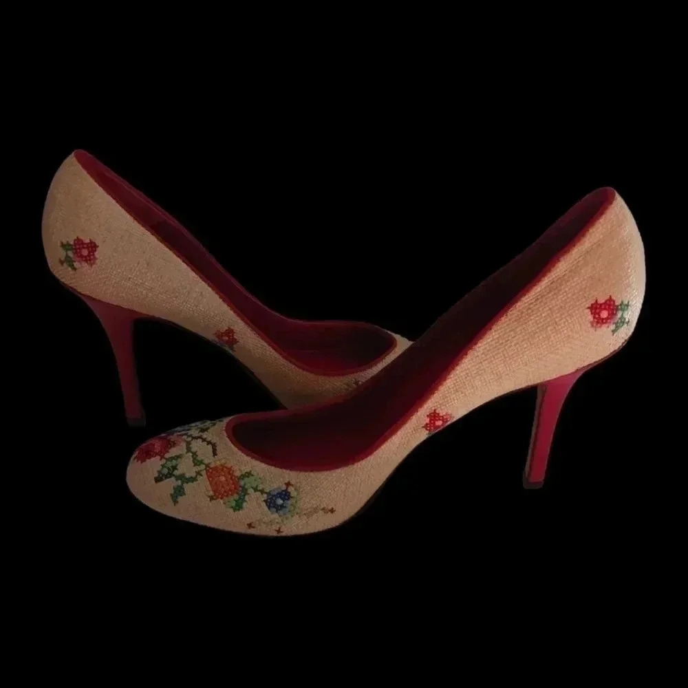 Jill stuart wicker embroidered high heel 9B - Picture 6 of 15